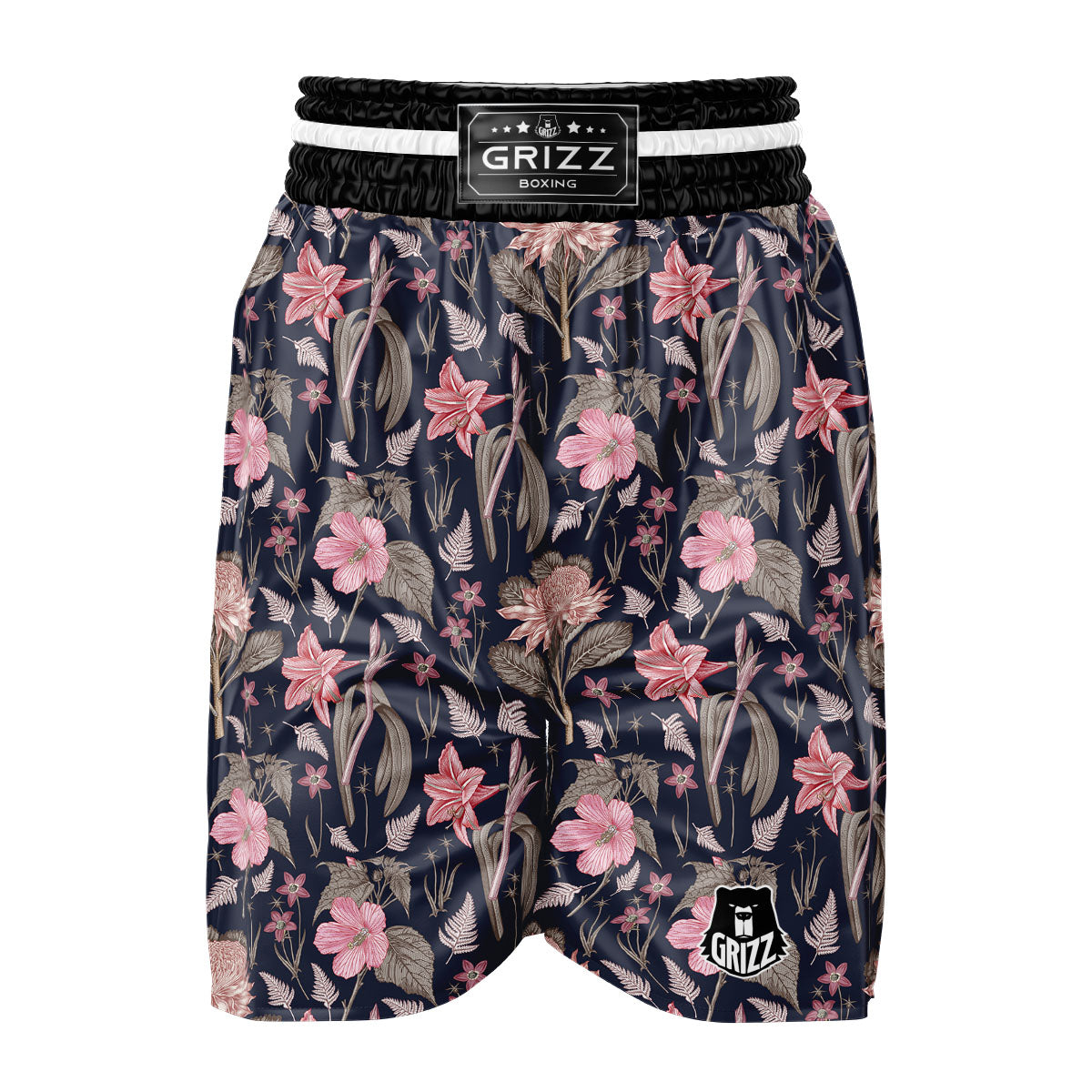 Amaryllis Pink Print Pattern Boxing Shorts-grizzshop