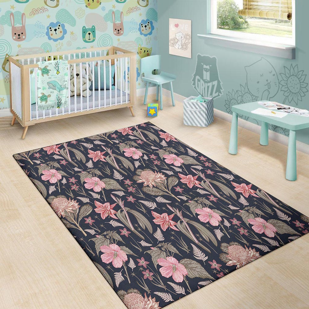 Amaryllis Pink Print Pattern Floor Mat-grizzshop