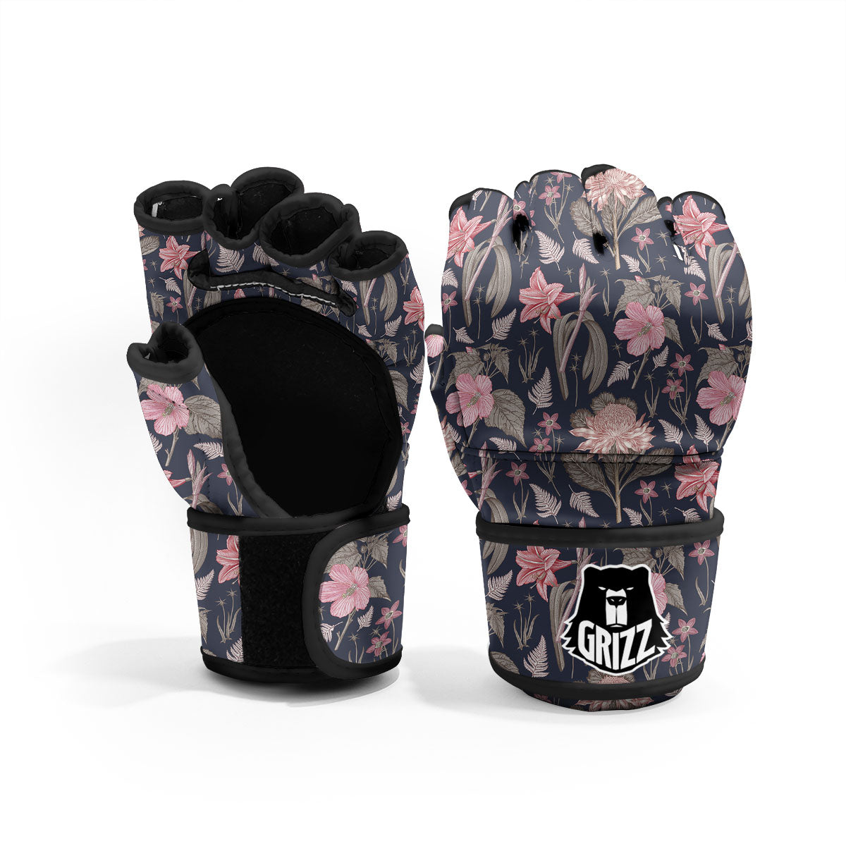 Amaryllis Pink Print Pattern MMA Gloves-grizzshop