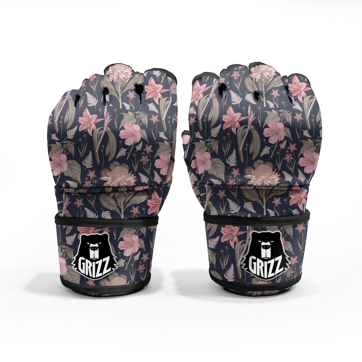 Amaryllis Pink Print Pattern MMA Gloves-grizzshop