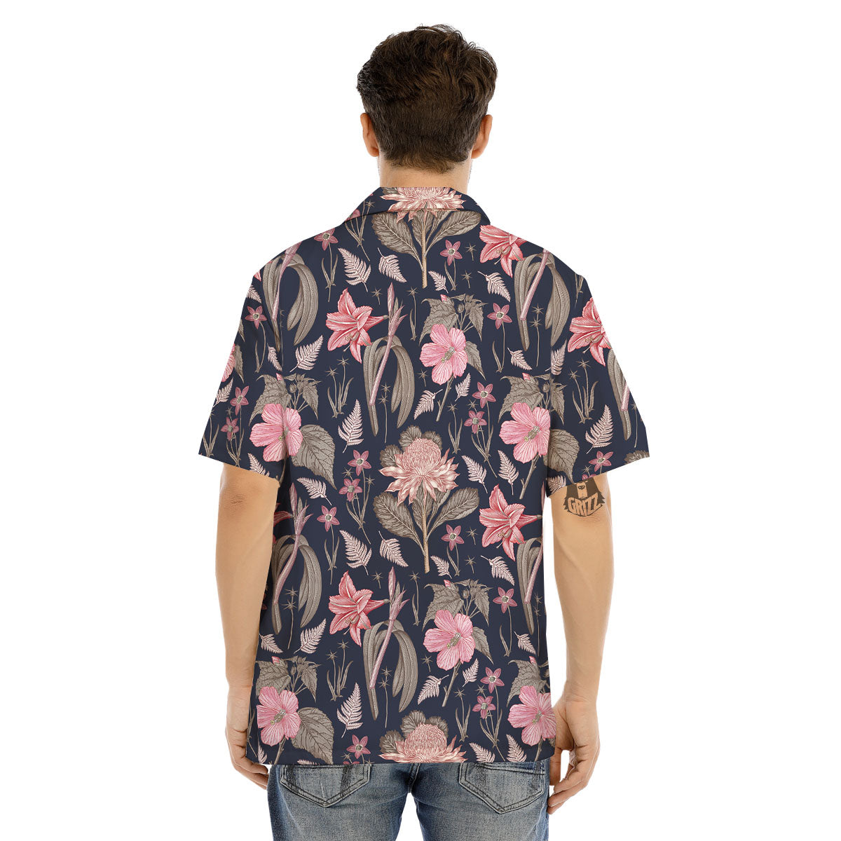 Amaryllis Pink Print Pattern Men's Hawaiian Shirt-grizzshop
