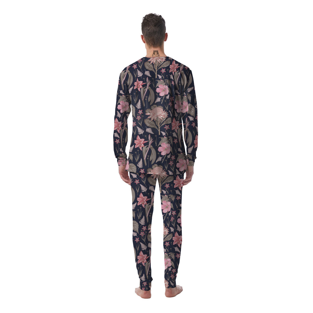 Amaryllis Pink Print Pattern Men's Pajamas-grizzshop