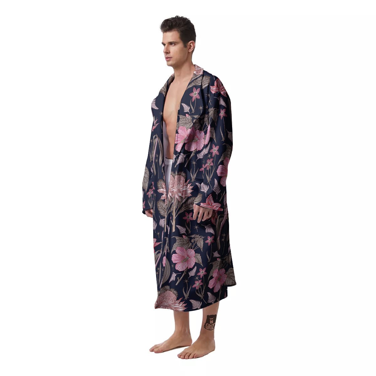 Amaryllis Pink Print Pattern Men's Robe-grizzshop