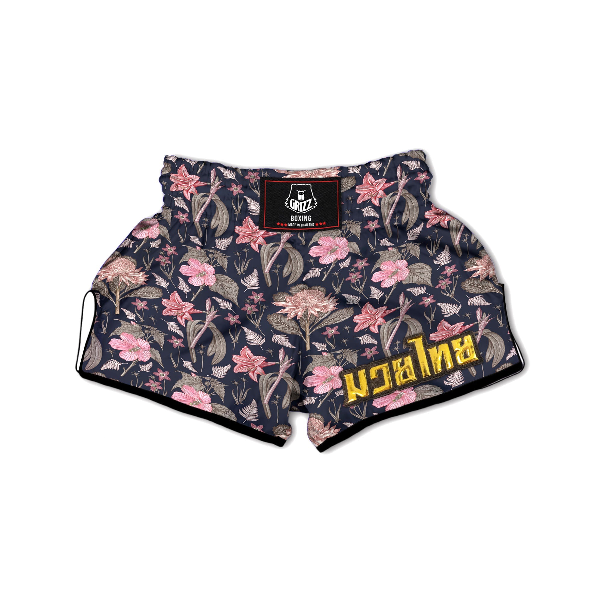 Amaryllis Pink Print Pattern Muay Thai Boxing Shorts-grizzshop