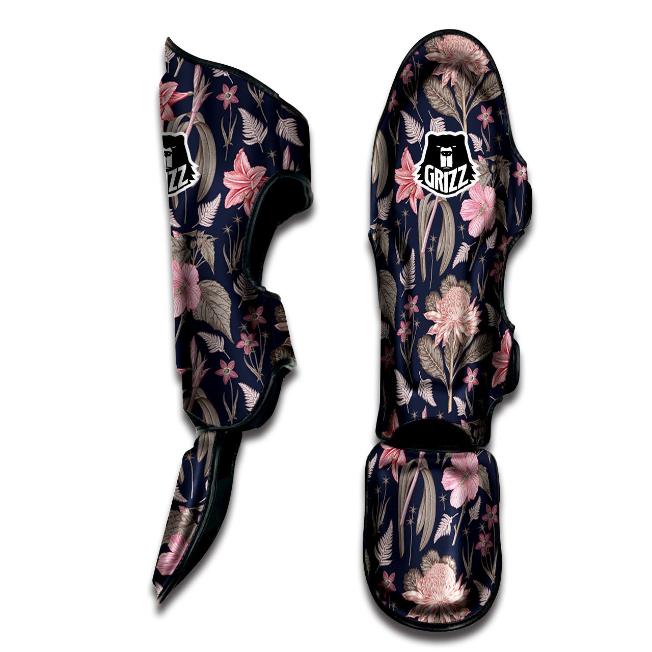 Amaryllis Pink Print Pattern Muay Thai Shin Guards-grizzshop