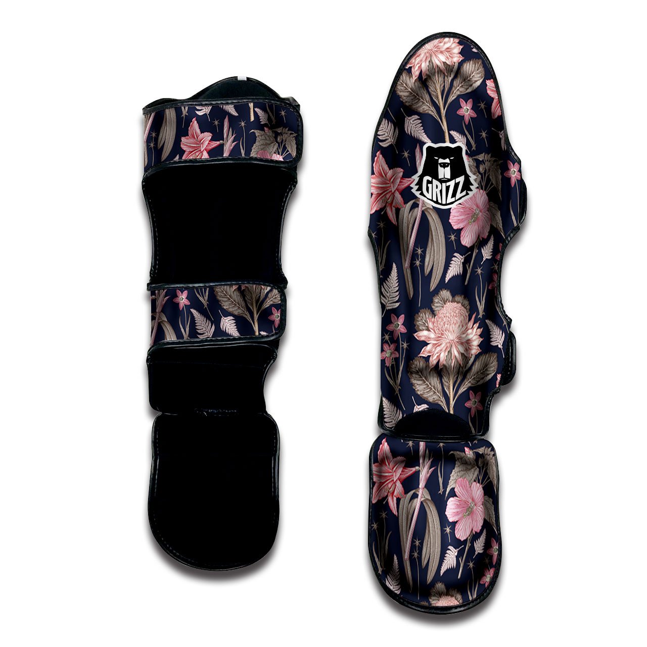 Amaryllis Pink Print Pattern Muay Thai Shin Guards-grizzshop