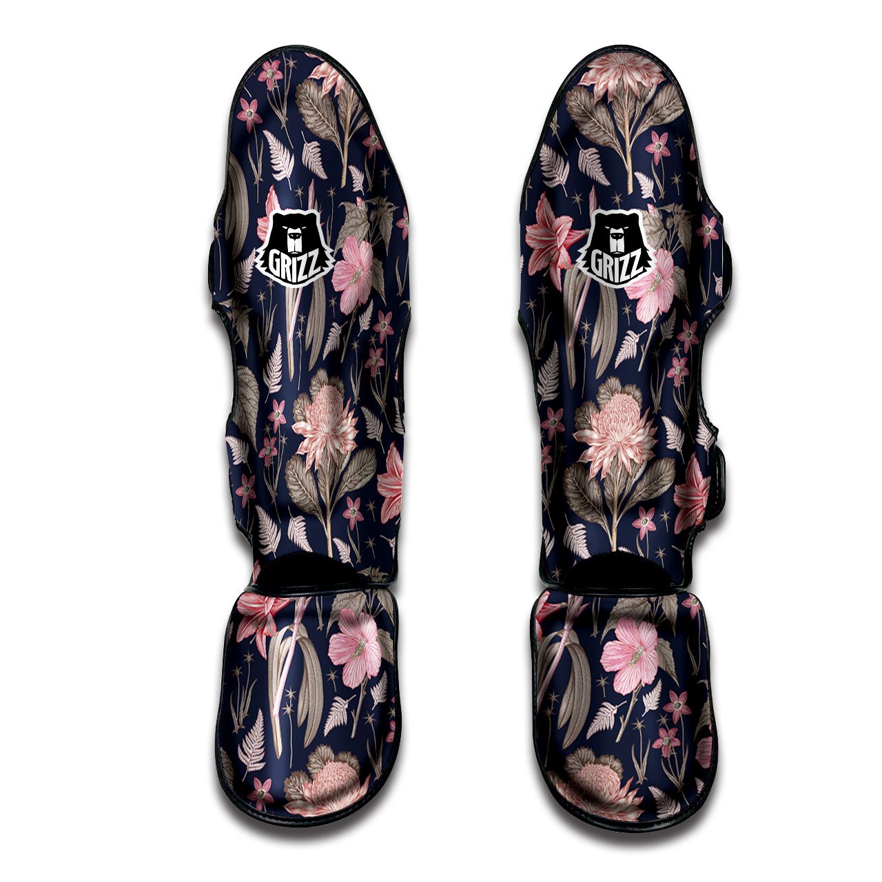 Amaryllis Pink Print Pattern Muay Thai Shin Guards-grizzshop