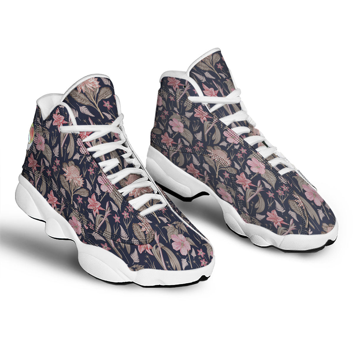 Amaryllis Pink Print Pattern White Basketball Shoes-grizzshop
