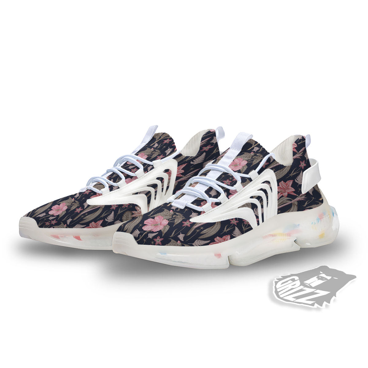 Amaryllis Pink Print Pattern White Gym Shoes-grizzshop