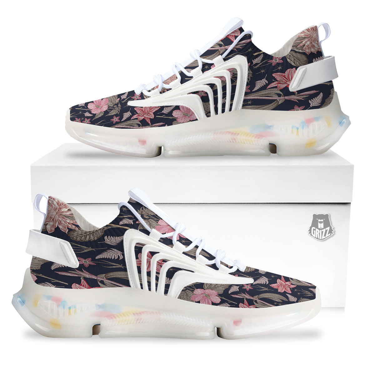 Amaryllis Pink Print Pattern White Gym Shoes-grizzshop