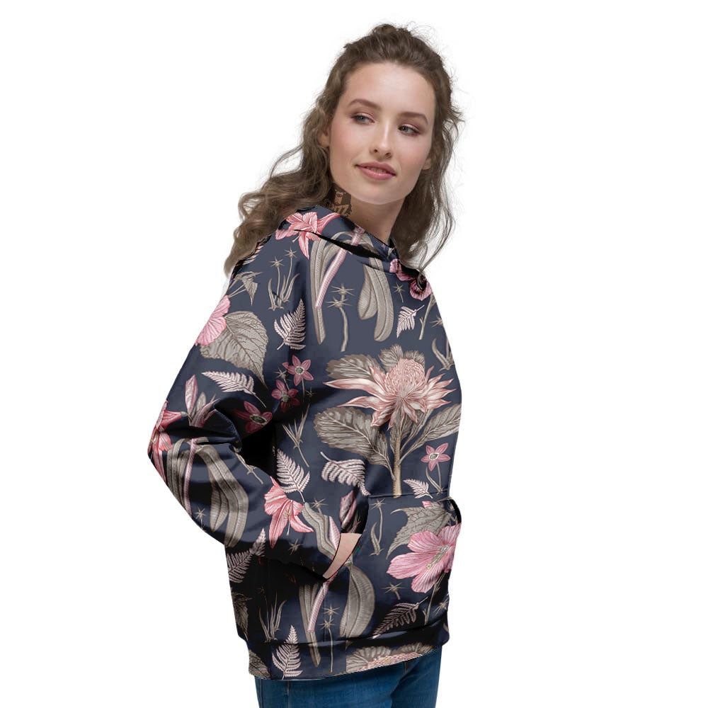 Amaryllis Pink Print Pattern Women's Hoodie-grizzshop