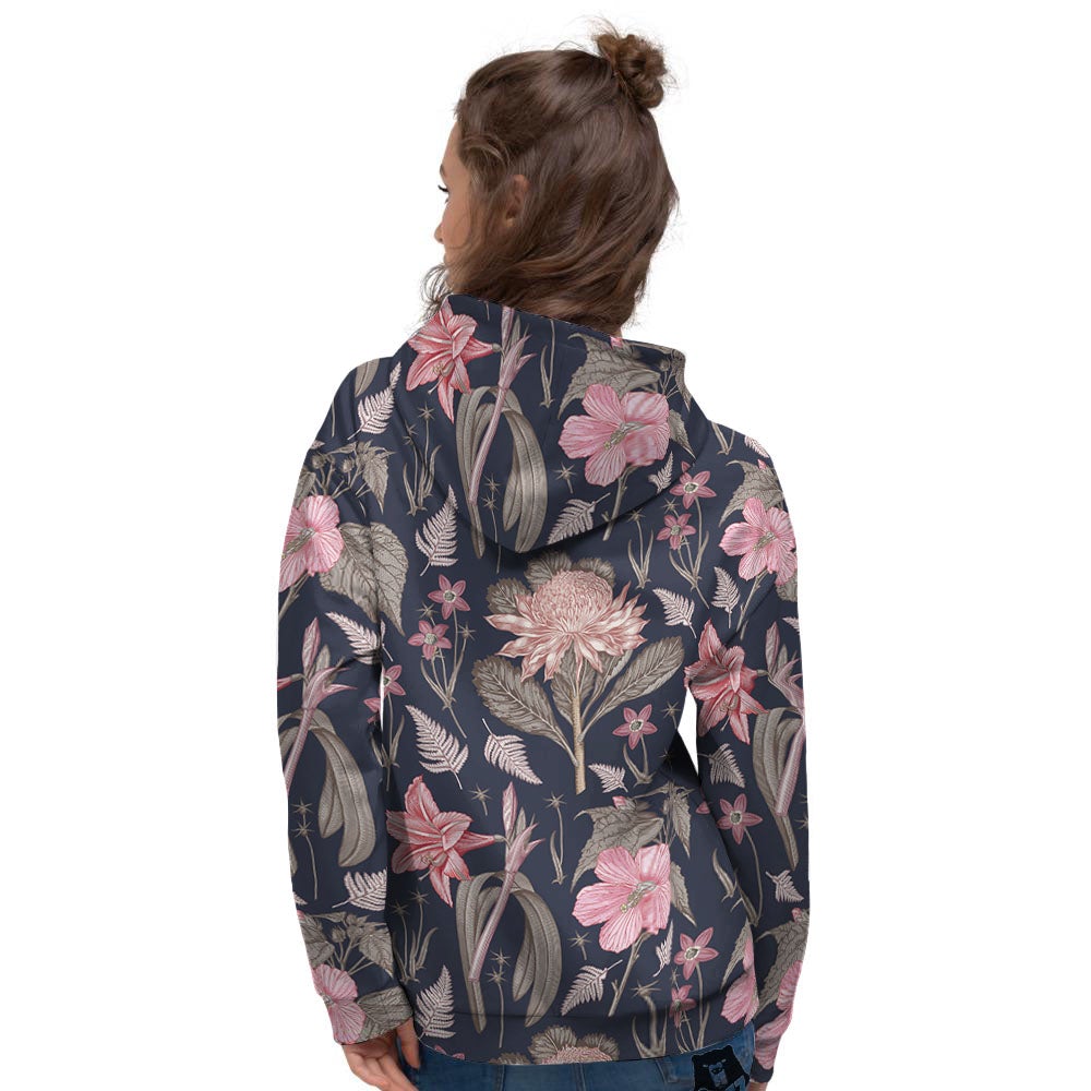 Amaryllis Pink Print Pattern Women's Hoodie-grizzshop
