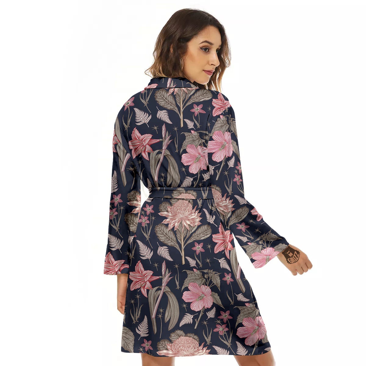 Amaryllis Pink Print Pattern Women's Robe-grizzshop