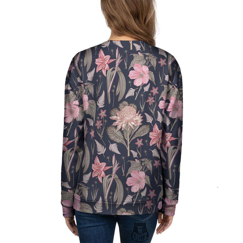 Amaryllis Pink Print Pattern Women's Sweatshirt-grizzshop