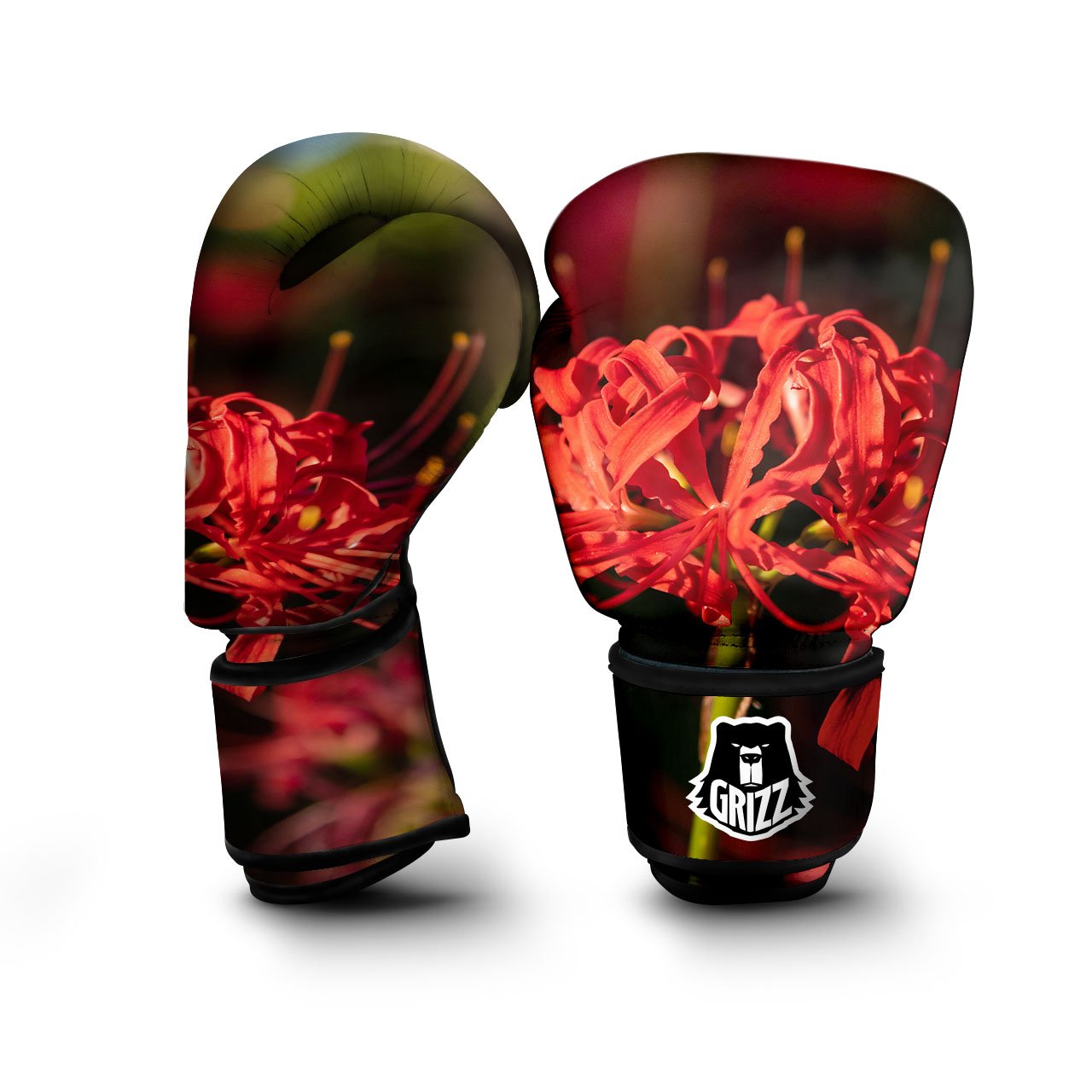 Amaryllis Red Japanese Print Boxing Gloves-grizzshop