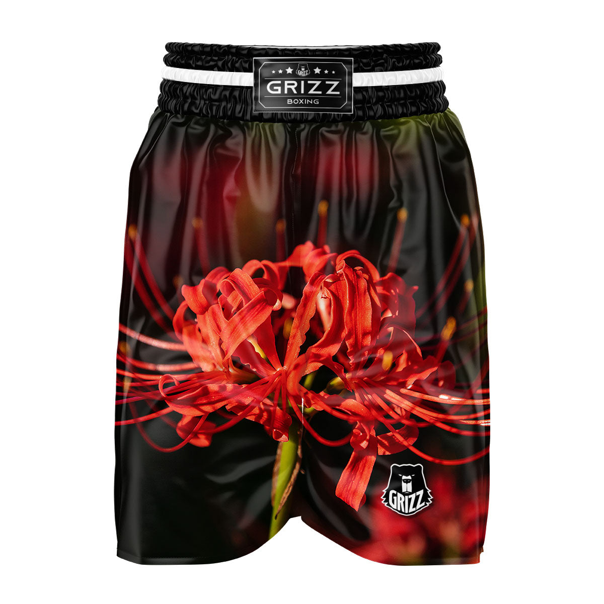 Amaryllis Red Japanese Print Boxing Shorts-grizzshop