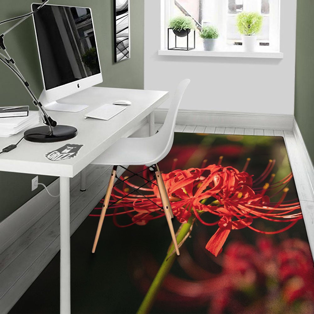 Amaryllis Red Japanese Print Floor Mat-grizzshop