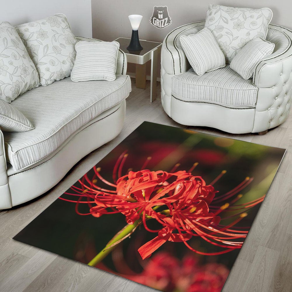 Amaryllis Red Japanese Print Floor Mat-grizzshop