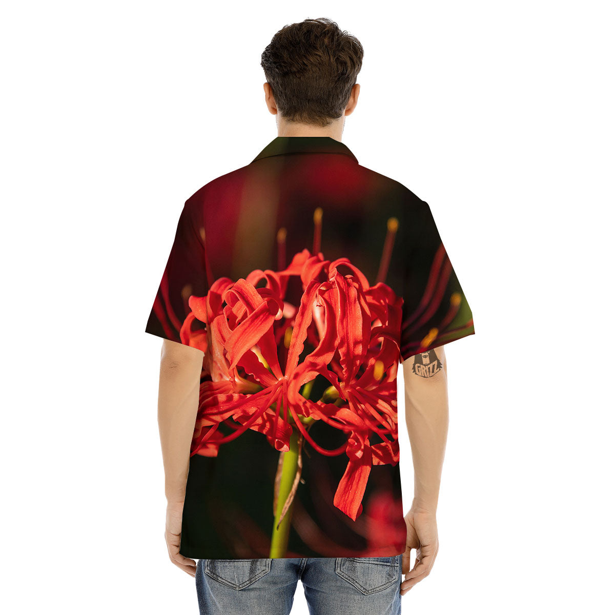 Amaryllis Red Japanese Print Men's Hawaiian Shirt-grizzshop