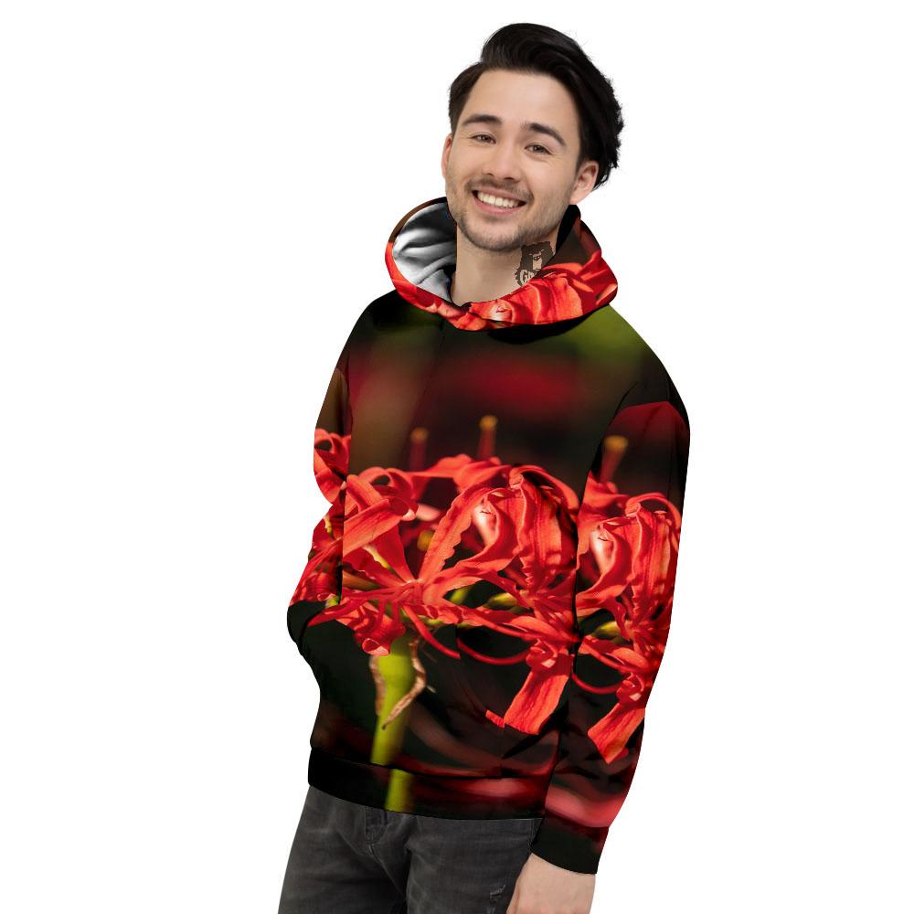 Amaryllis Red Japanese Print Men's Hoodie-grizzshop