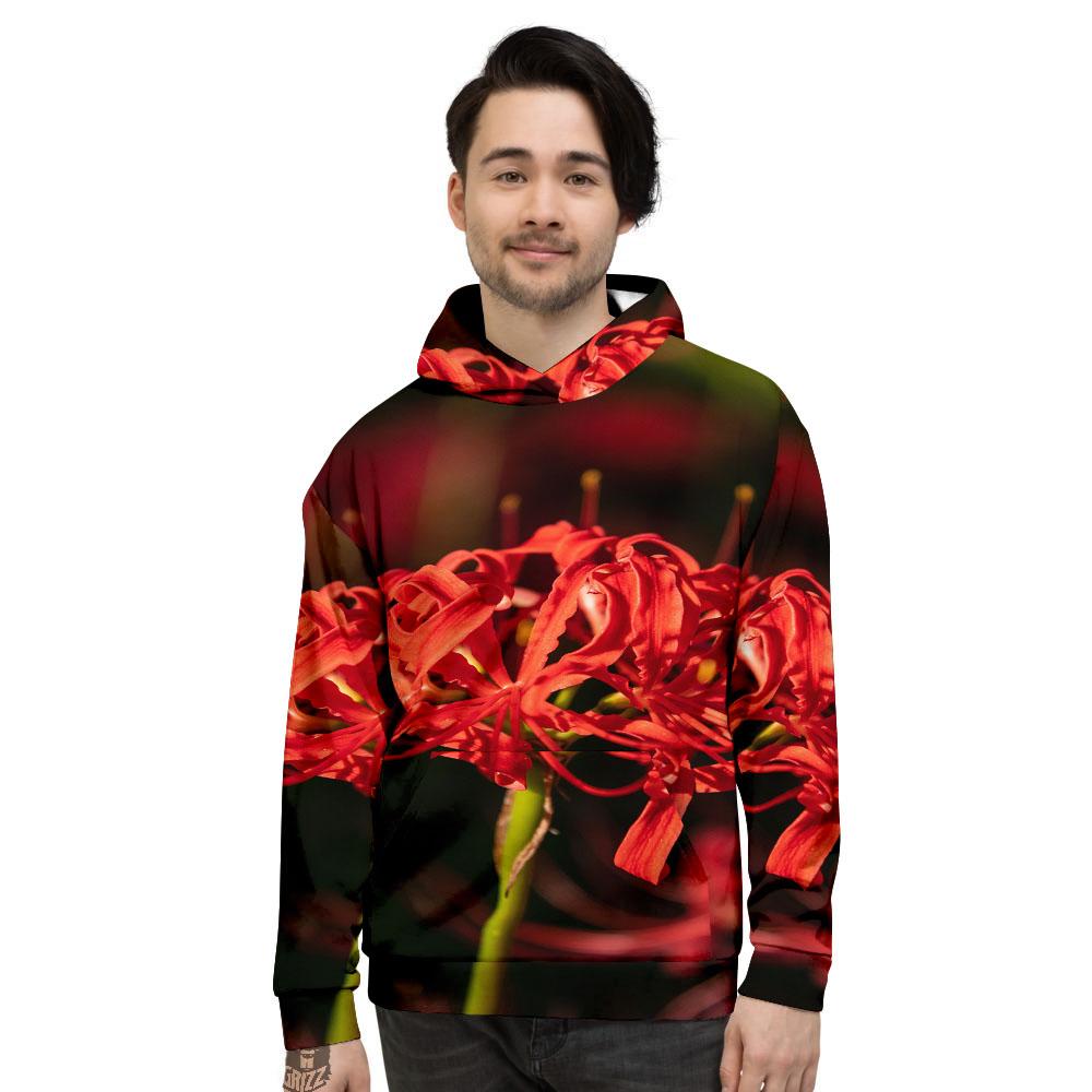 Amaryllis Red Japanese Print Men's Hoodie-grizzshop