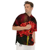 Amaryllis Red Japanese Print Men's Short Sleeve Shirts-grizzshop