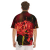 Amaryllis Red Japanese Print Men's Short Sleeve Shirts-grizzshop