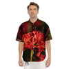 Amaryllis Red Japanese Print Men's Short Sleeve Shirts-grizzshop