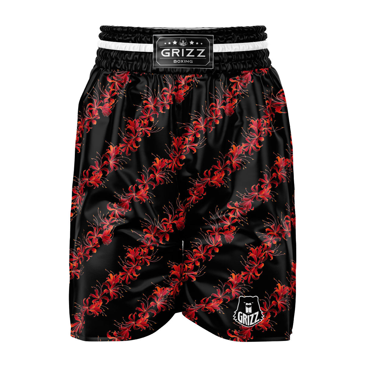 Amaryllis Red Japanese Print Pattern Boxing Shorts-grizzshop