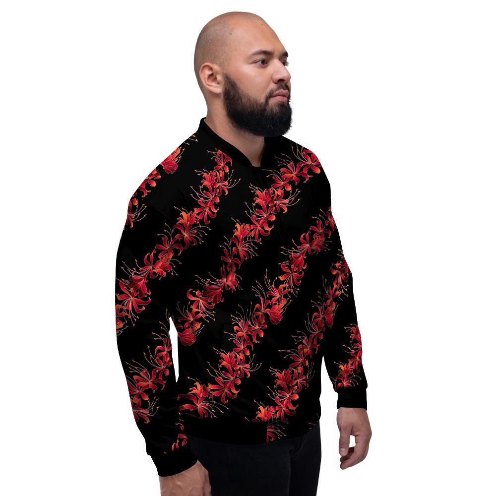 Amaryllis Red Japanese Print Pattern Men's Bomber Jacket-grizzshop