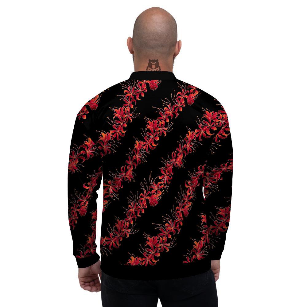 Amaryllis Red Japanese Print Pattern Men's Bomber Jacket-grizzshop