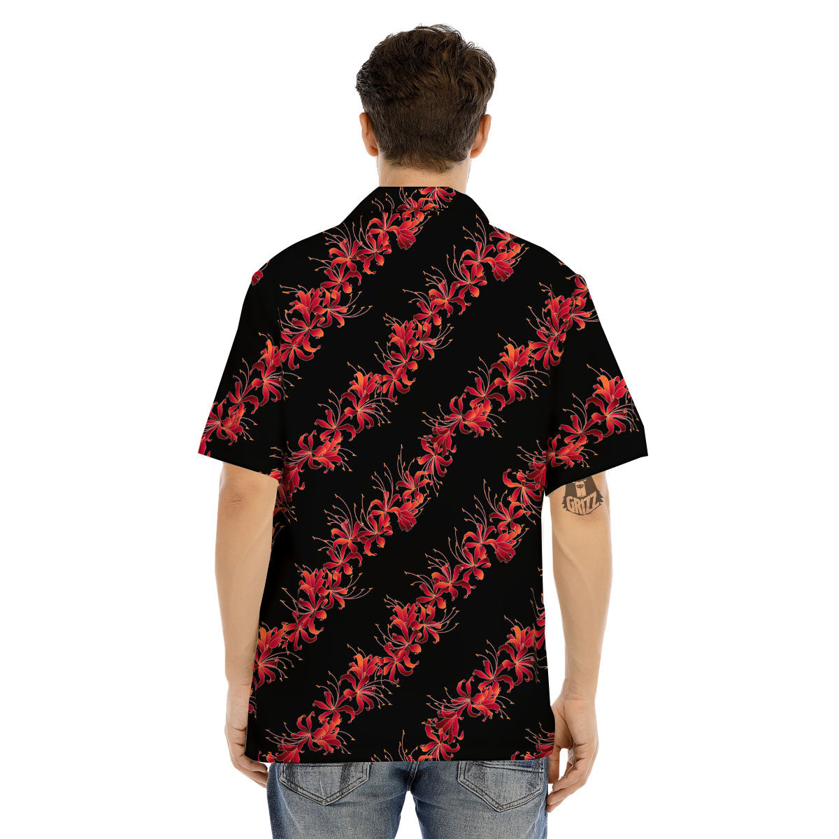 Amaryllis Red Japanese Print Pattern Men's Hawaiian Shirt-grizzshop