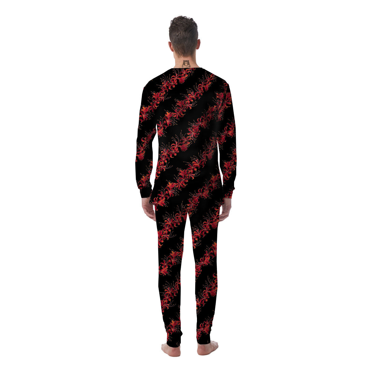 Amaryllis Red Japanese Print Pattern Men's Pajamas-grizzshop