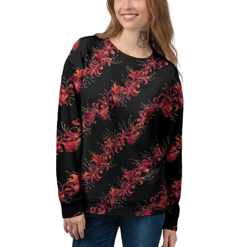 Amaryllis Red Japanese Print Pattern Women's Sweatshirt-grizzshop