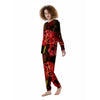 Amaryllis Red Japanese Print Women's Pajamas-grizzshop