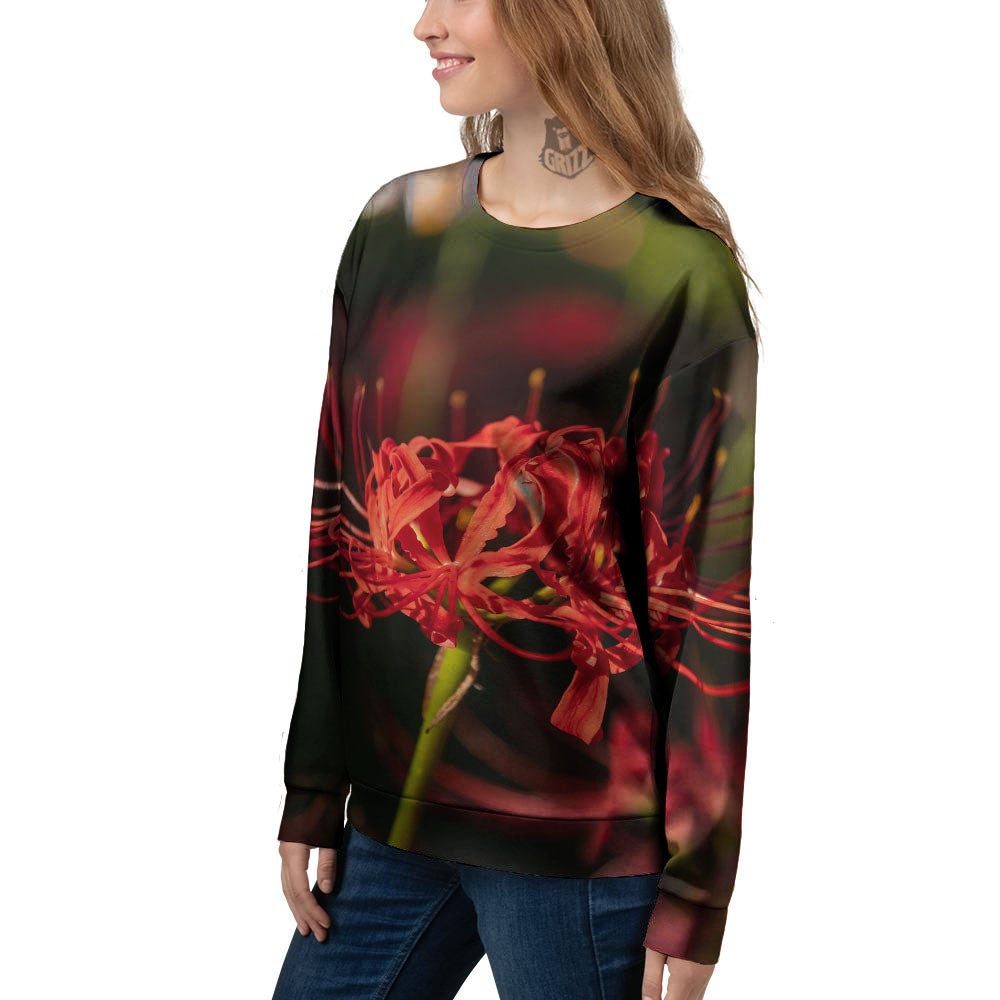 Amaryllis Red Japanese Print Women's Sweatshirt-grizzshop
