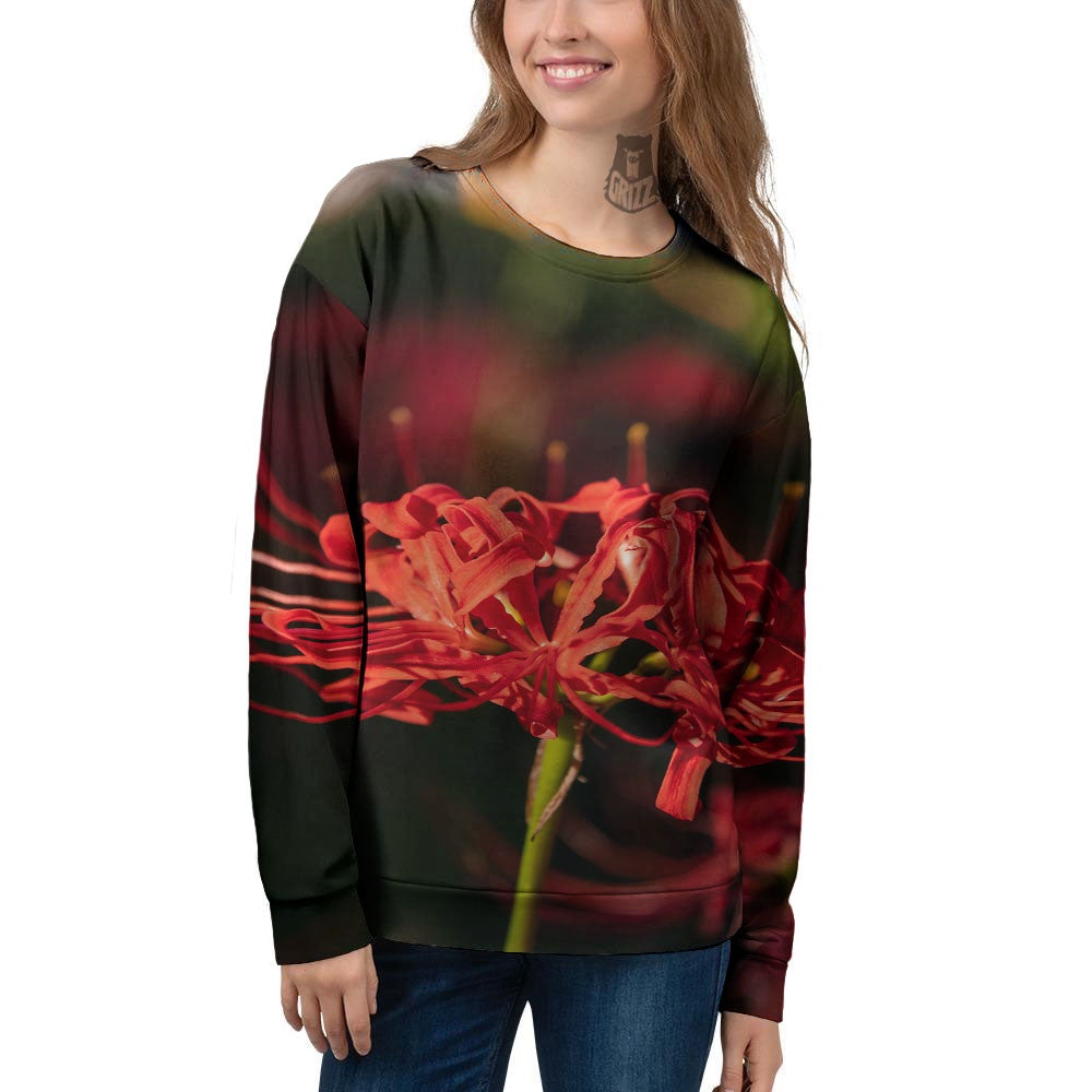 Amaryllis Red Japanese Print Women's Sweatshirt-grizzshop