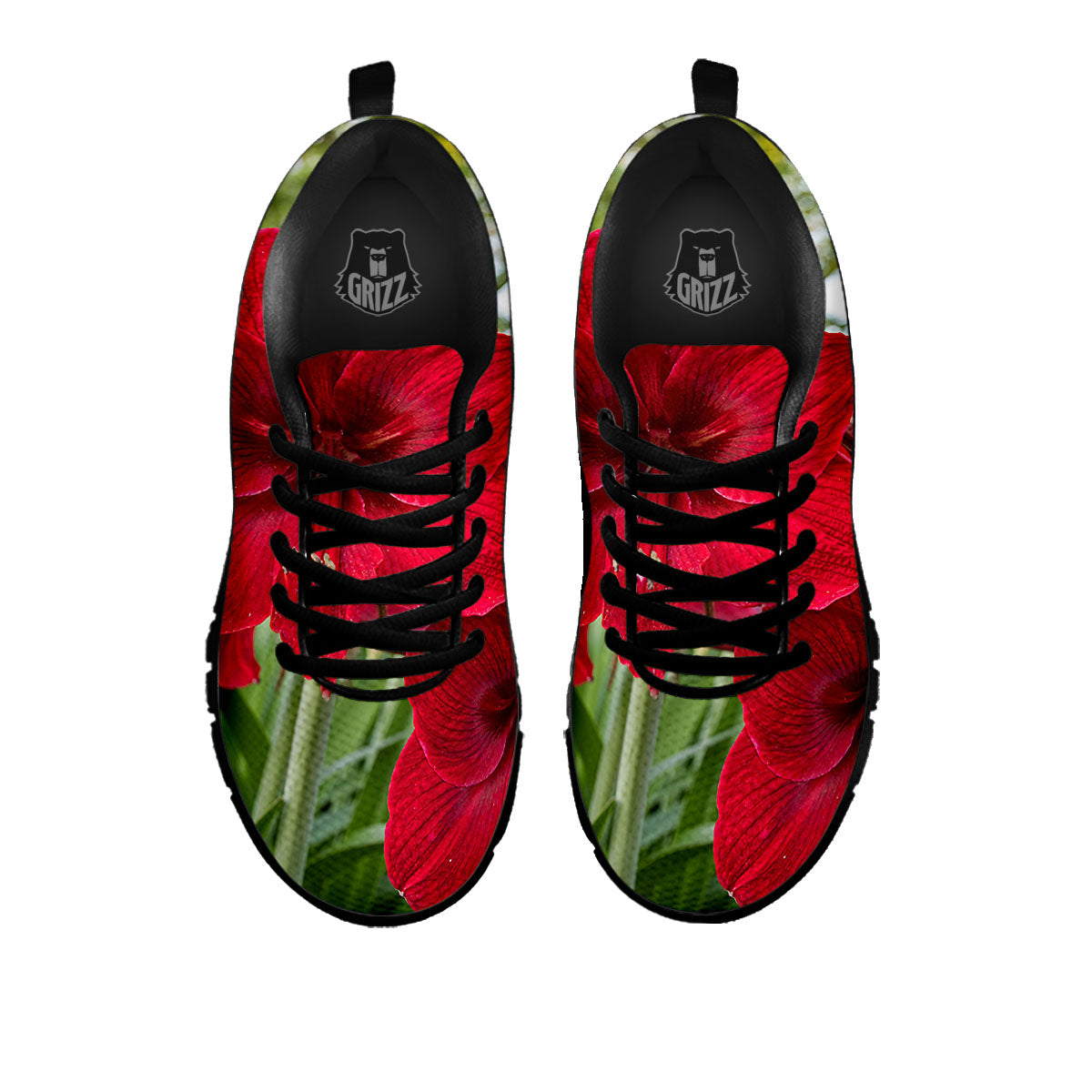 Amaryllis Red Print Black Sneaker-grizzshop