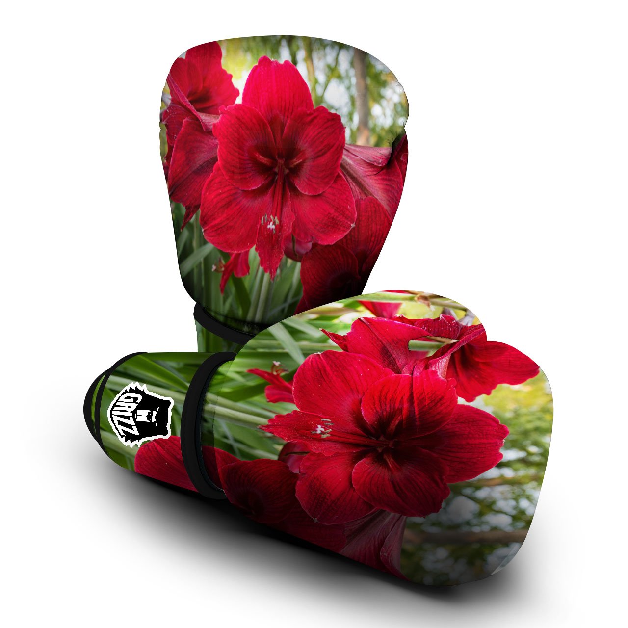 Amaryllis Red Print Boxing Gloves-grizzshop