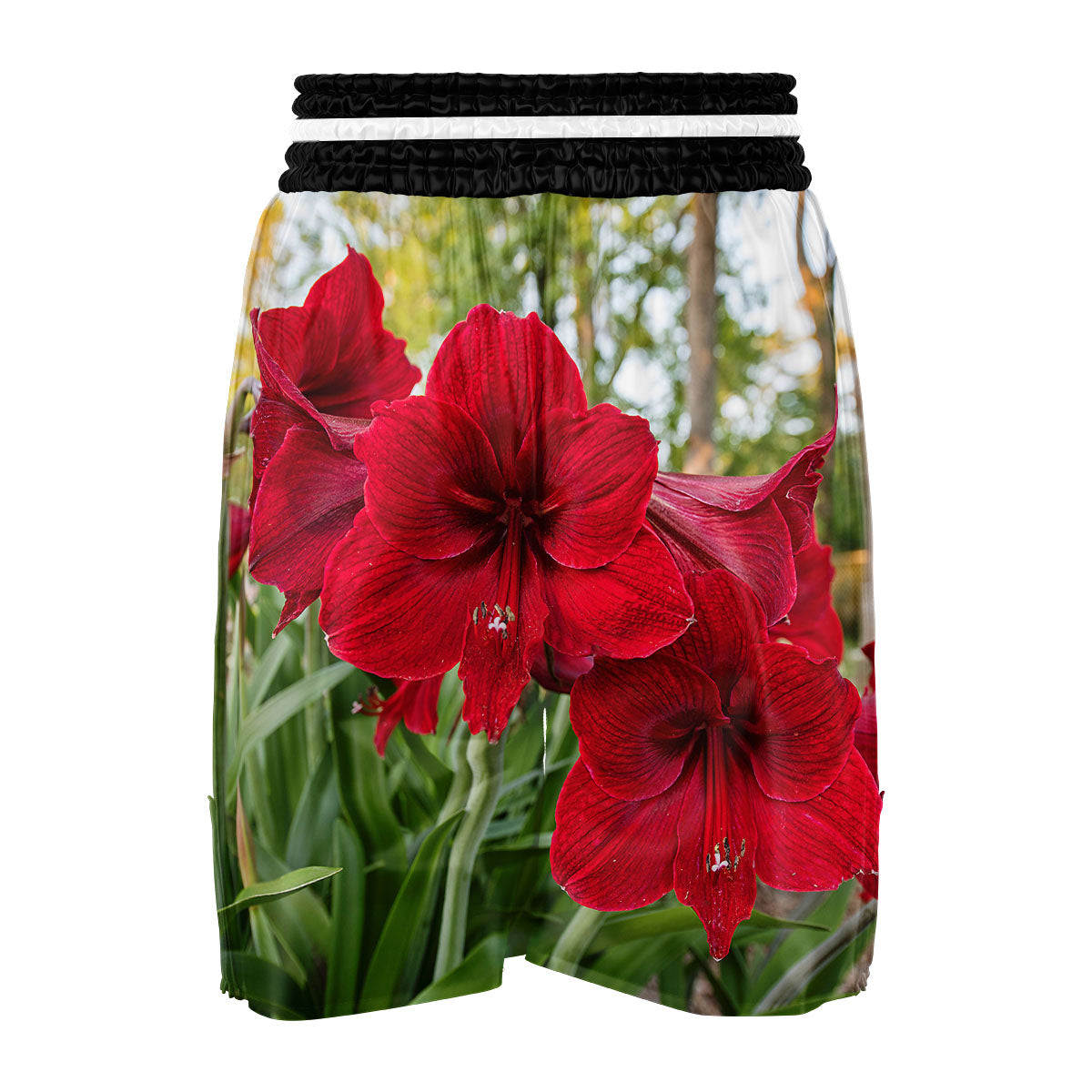 Amaryllis Red Print Boxing Shorts-grizzshop