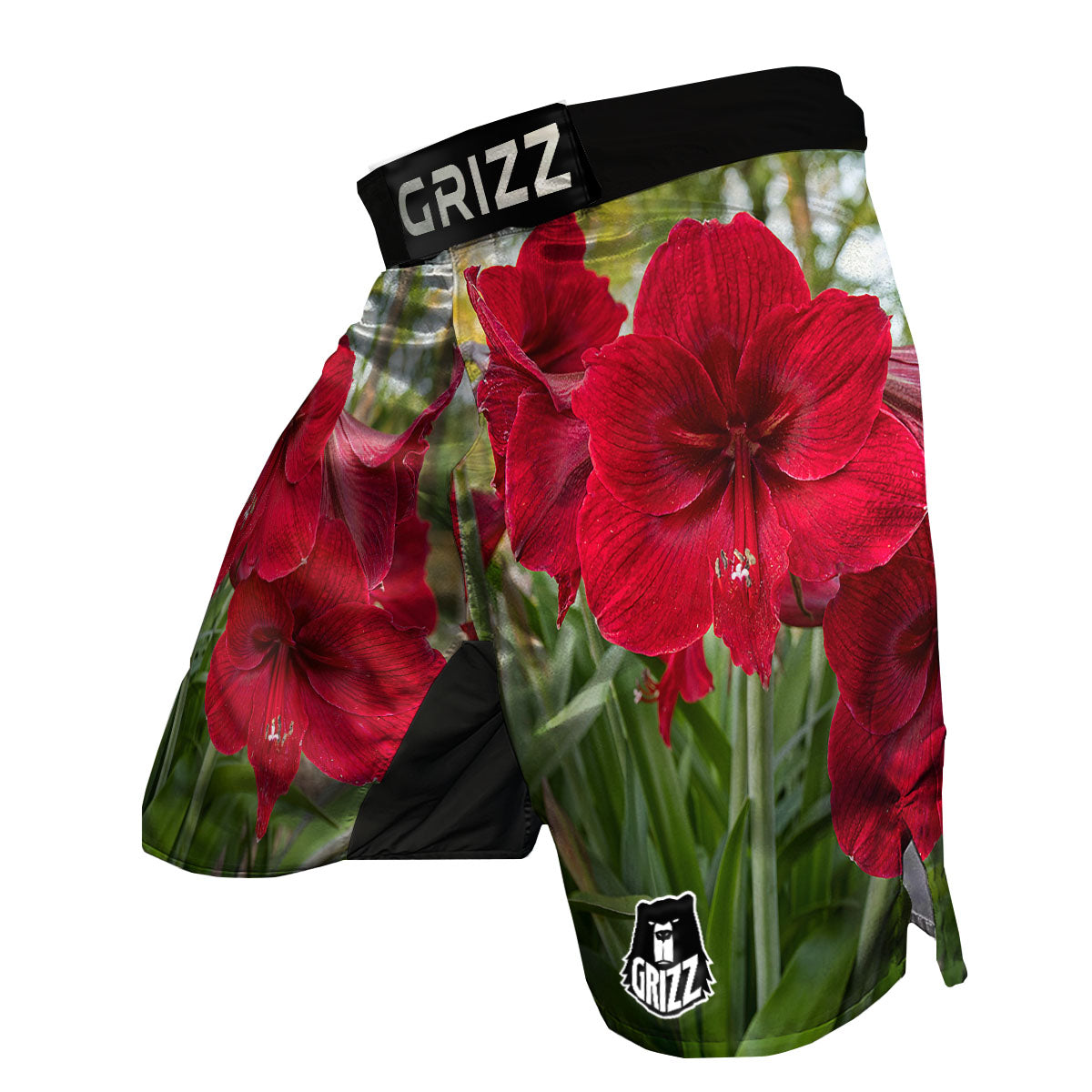 Amaryllis Red Print MMA Shorts-grizzshop