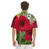 Amaryllis Red Print Men's Short Sleeve Shirts-grizzshop