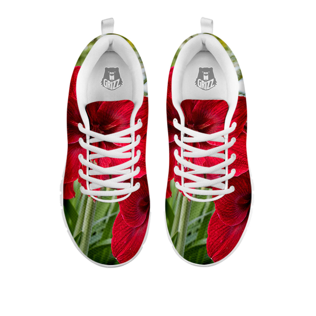 Amaryllis Red Print White Sneaker-grizzshop