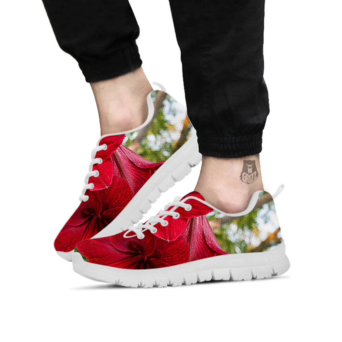 Amaryllis Red Print White Sneaker-grizzshop