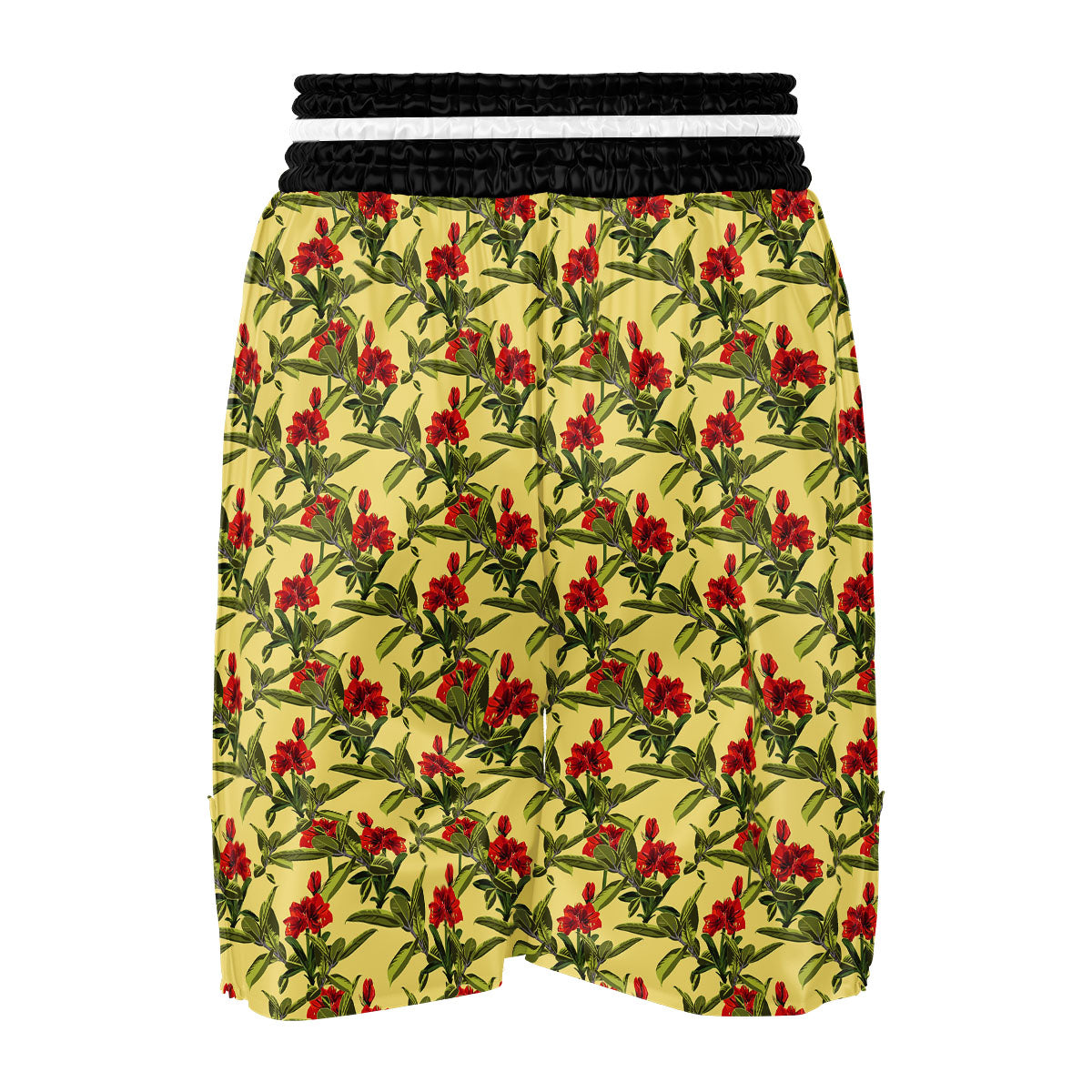 Amaryllis Red Yellow Print Pattern Boxing Shorts-grizzshop