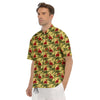 Amaryllis Red Yellow Print Pattern Men's Short Sleeve Shirts-grizzshop