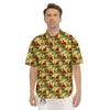 Amaryllis Red Yellow Print Pattern Men's Short Sleeve Shirts-grizzshop