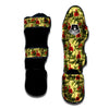 Amaryllis Red Yellow Print Pattern Muay Thai Shin Guards-grizzshop