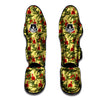 Amaryllis Red Yellow Print Pattern Muay Thai Shin Guards-grizzshop