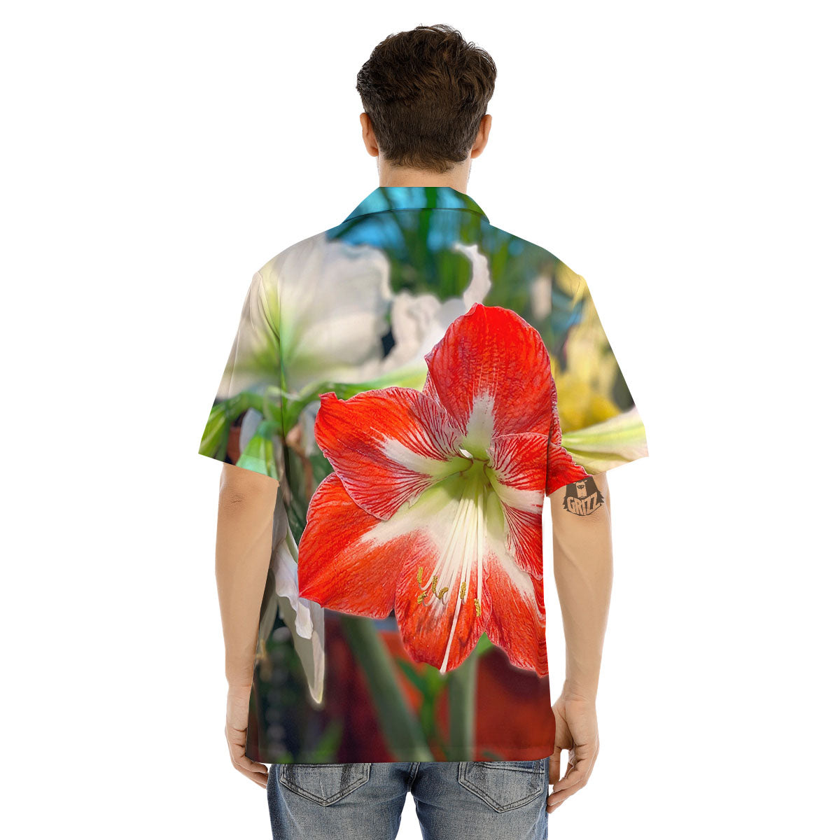 Amaryllis White And Red Print Men's Hawaiian Shirt-grizzshop